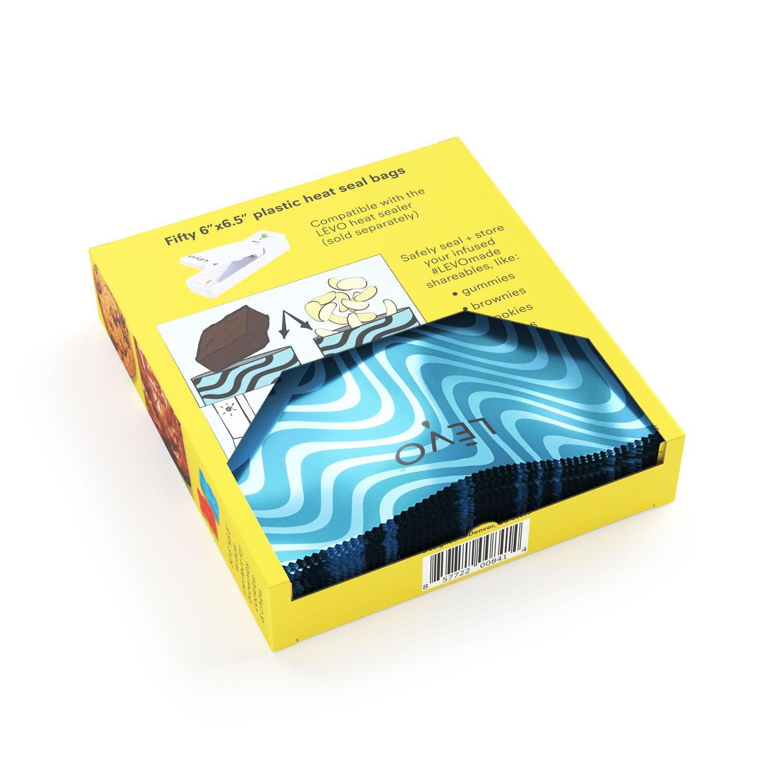 The back of the large blue wrap box for sharing is caring bags.
