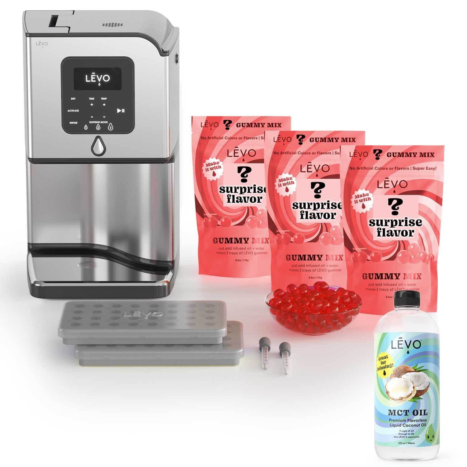 Gummy Edibles Making Kit with LĒVO Lux, MCT Oil, Gummy Candy Silicone Molds, and 3 bags of LEVO Gummy Mix