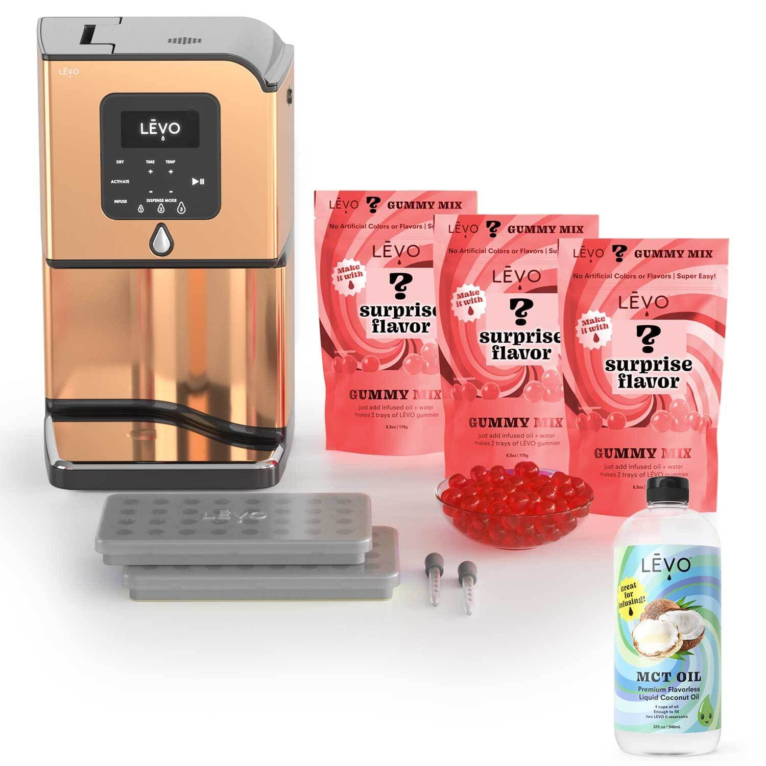 Gummy Edibles Making Kit with LĒVO Lux, MCT Oil, Gummy Candy Silicone Molds, and 3 bags of LEVO Gummy Mix