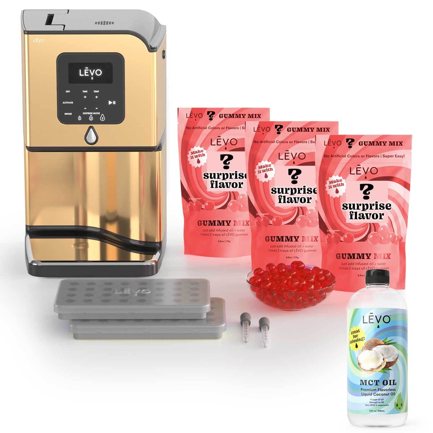 Gummy Edibles Making Kit with LĒVO Lux, MCT Oil, Gummy Candy Silicone Molds, and 3 bags of LEVO Gummy Mix