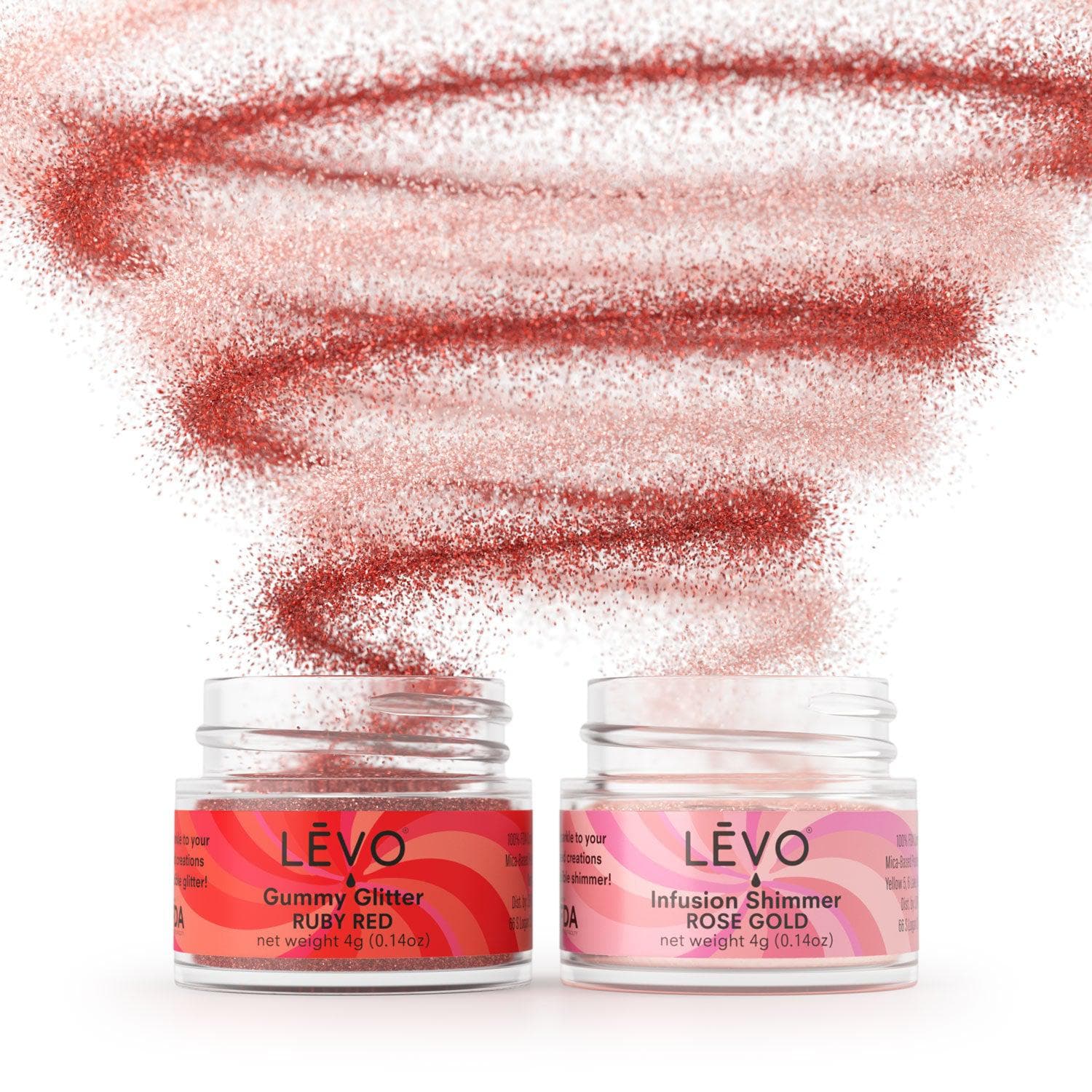 Ruby red gummy glitter and rose gold infusion shimmer