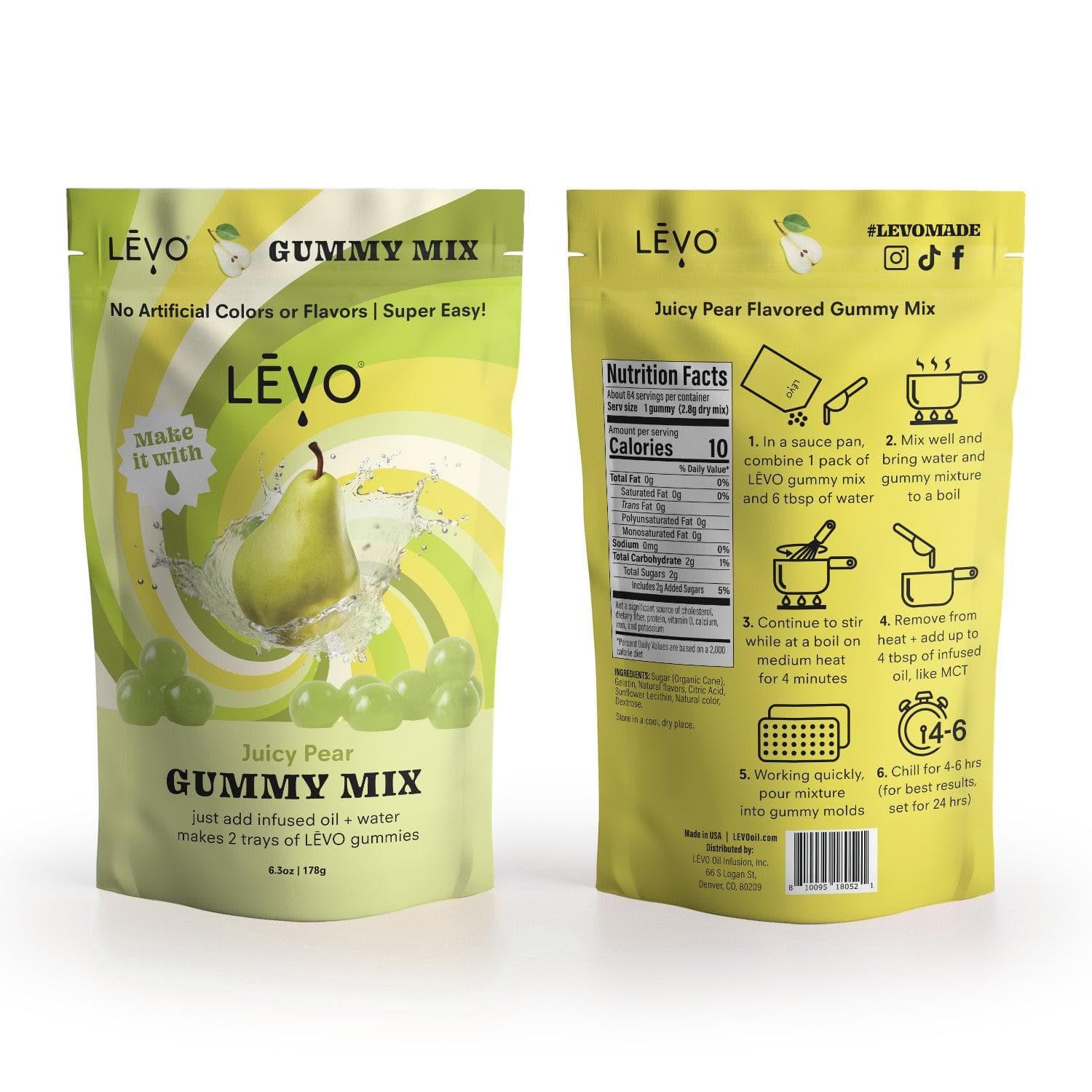 LEVO Gummy Mix in Juicy Pear Flavor - make your own edible gummy candies