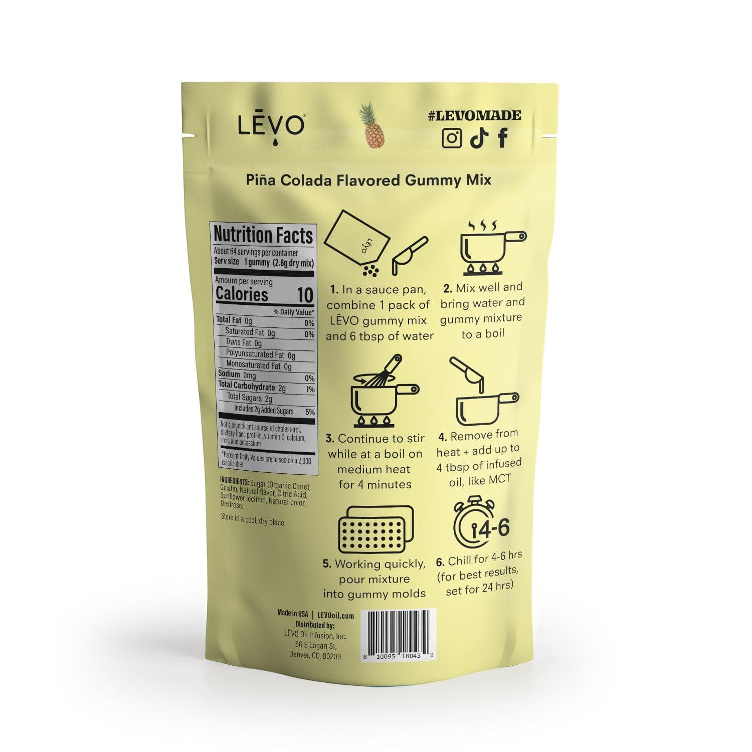 LEVO Gummy Candy Mix in Pina Colada flavor