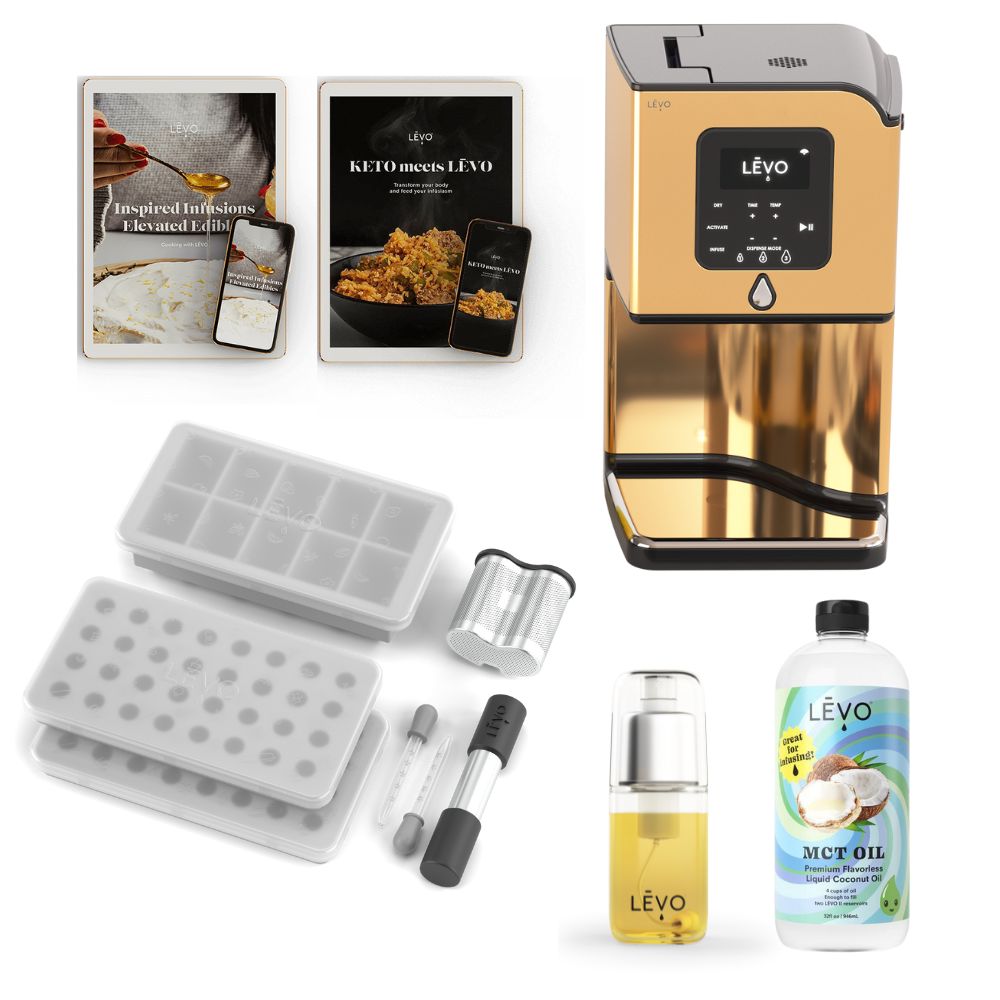 LEVO Lux Essentials Bundles with accessories and cookbooks.