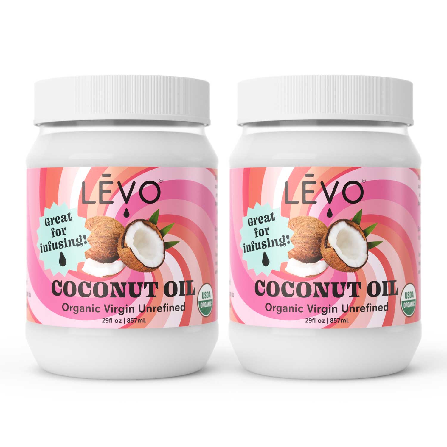 LEVO Coconut Oil is Organic, virgin, and unrefined. It's great for infusing and has a nice coconut taste. Certified Organic for all your healthy infusions with LEVO II. The 29 oz jar will fill almost 2 reservoirs full.