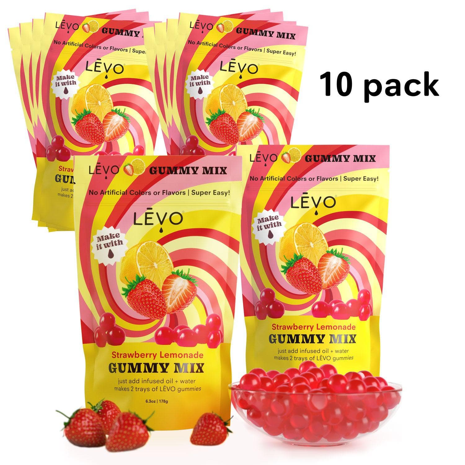 LĒVO Strawberry Lemonade Gummy Mix. Bundle and Save! Make your own edibles with LEVO gummy mix.