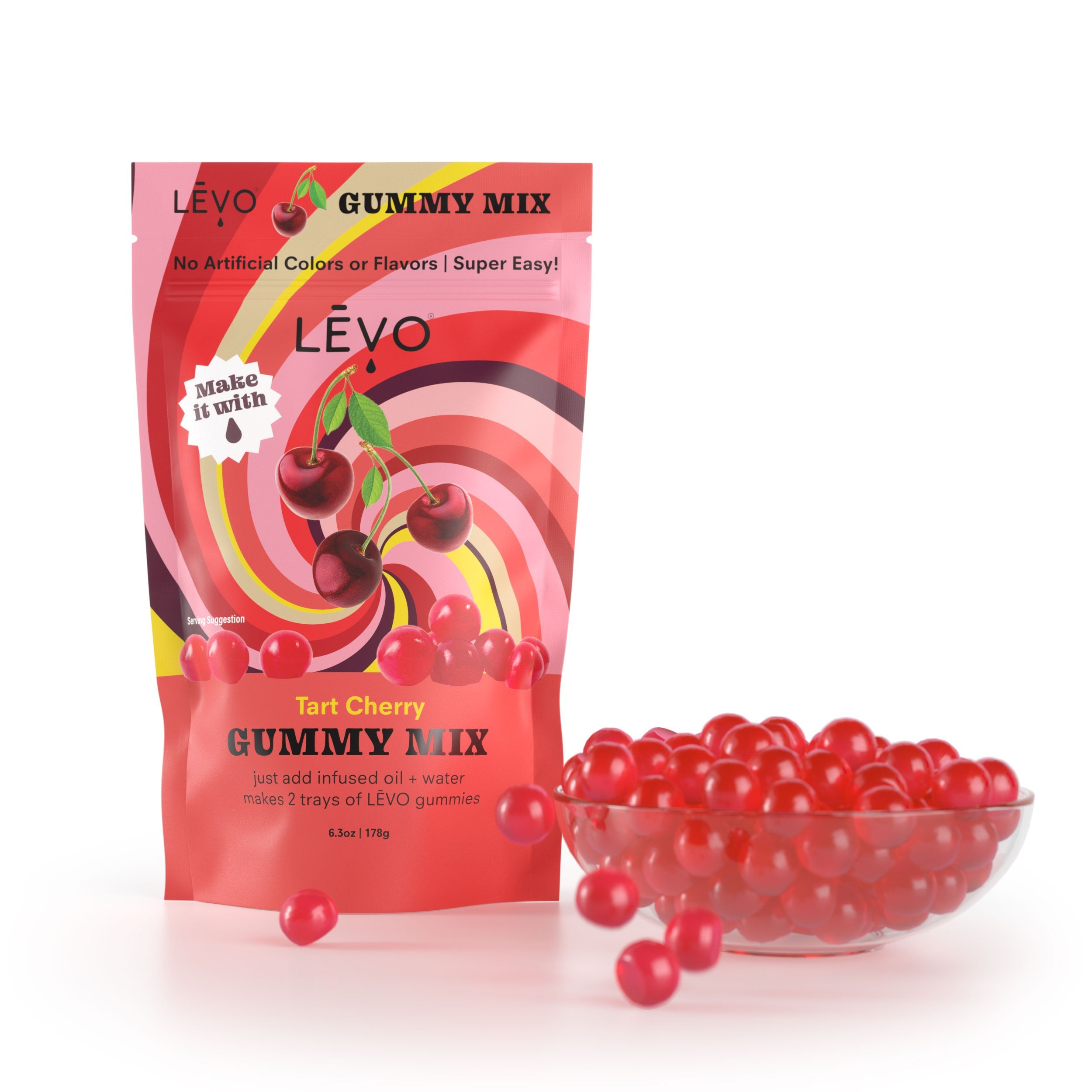 Looking to make edible and shareable snacks at home? Want to make gummies that will help you relax? Try LEVO Tart Cherry Gummy Mix and follow the directions printed on the bag.