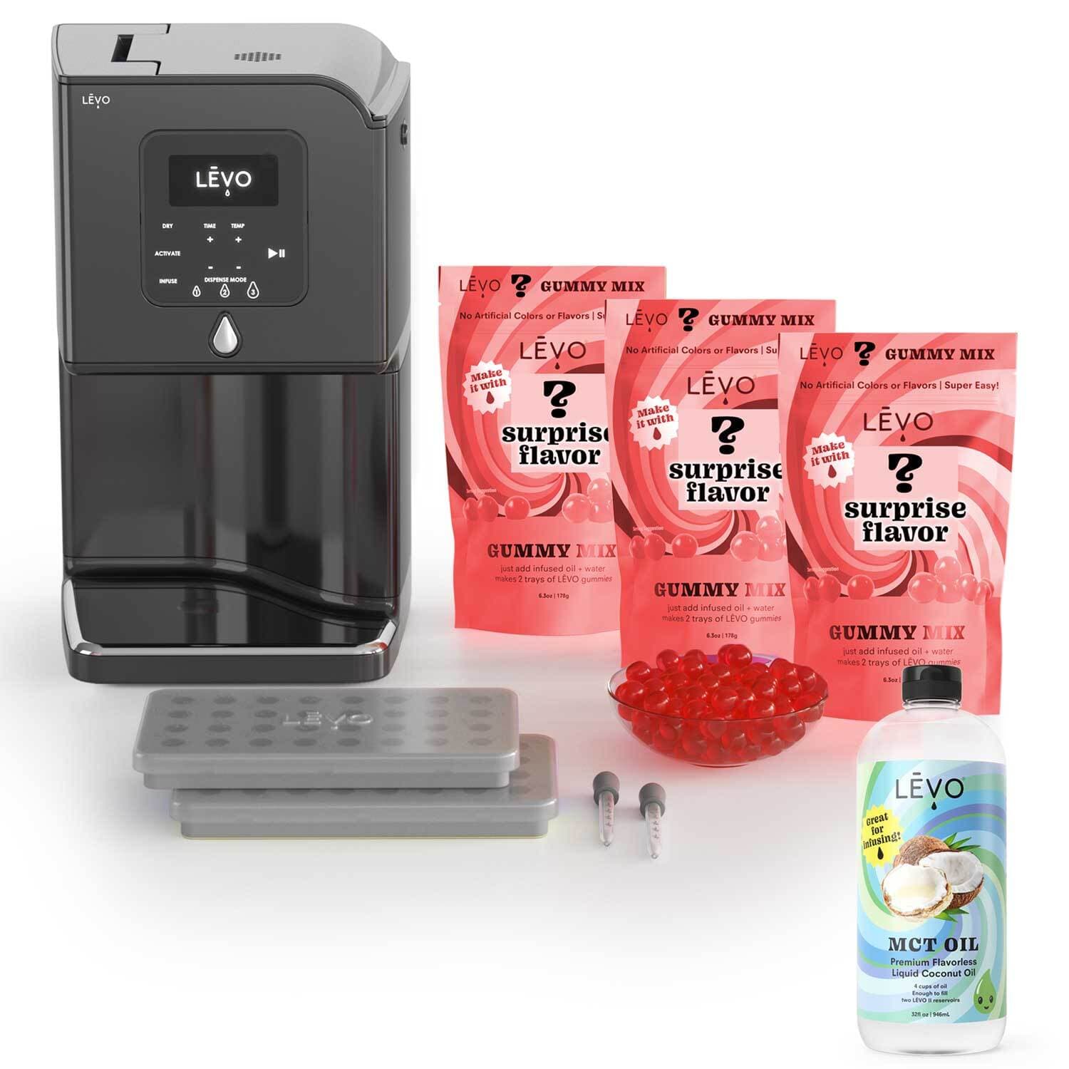 Gummy Edibles Making Kit with LĒVO Lux, MCT Oil, Gummy Candy Silicone Molds, and 3 bags of LEVO Gummy Mix